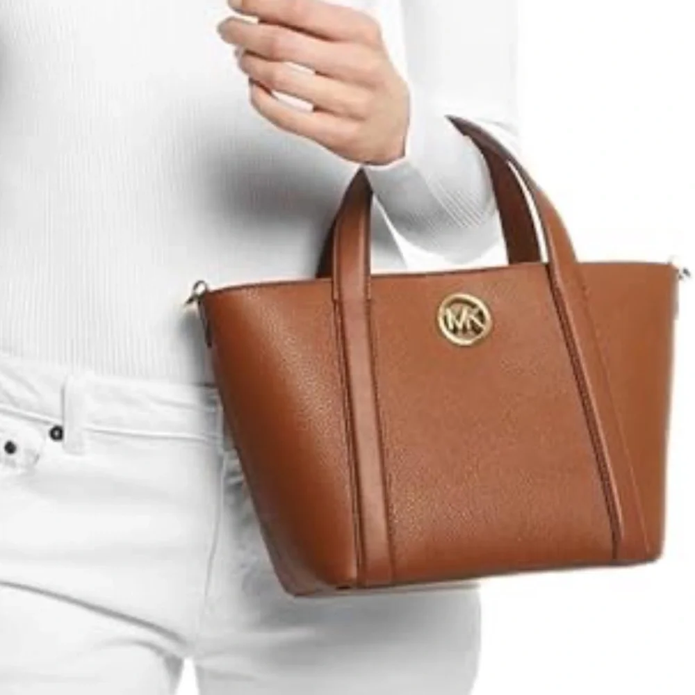 Michael Kors Hadleigh Small Double Handle Tote Bag in Luggage Leather